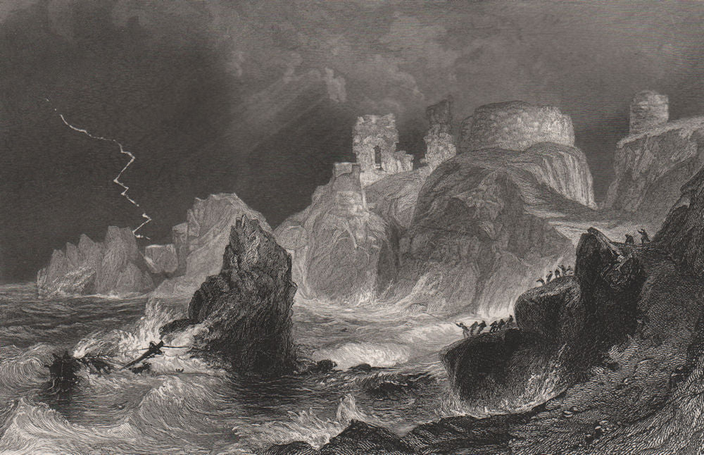 Dunbar Castle. Lothian. Scotland. ALLOM c1840 old antique print picture